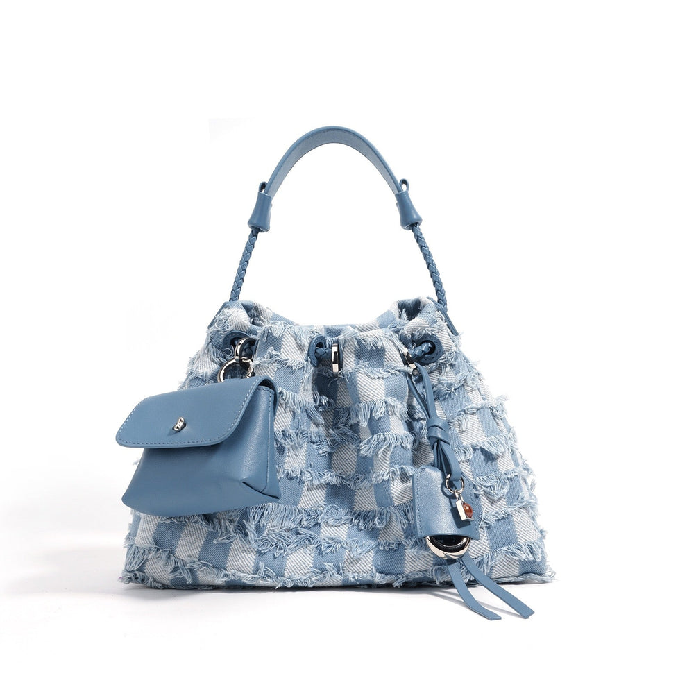 Celestia Denim Fringe Hobo Bag