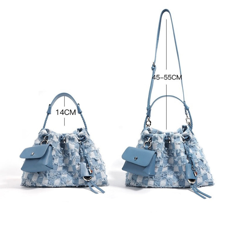 Celestia Denim Fringe Hobo Bag